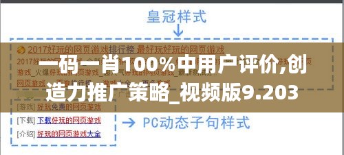 一碼一肖100%中用戶評價,創(chuàng)造力推廣策略_視頻版9.203
