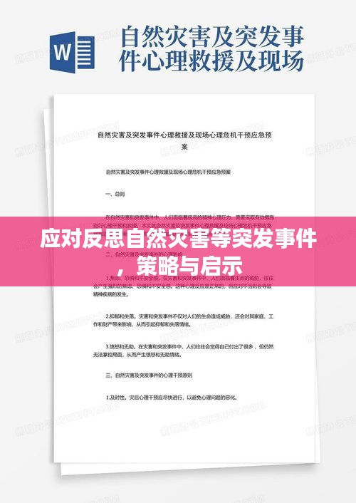 應對反思自然災害等突發(fā)事件，策略與啟示