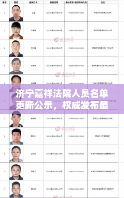 濟(jì)寧嘉祥法院人員名單更新公示，權(quán)威發(fā)布最新名單