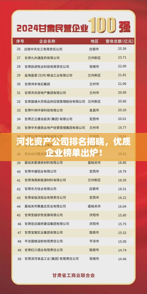 河北資產(chǎn)公司排名揭曉，優(yōu)質(zhì)企業(yè)榜單出爐！
