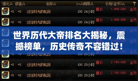 世界歷代大帝排名大揭秘，震撼榜單，歷史傳奇不容錯過！
