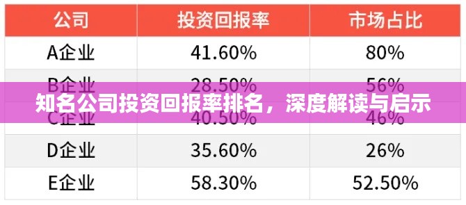 知名公司投資回報率排名，深度解讀與啟示