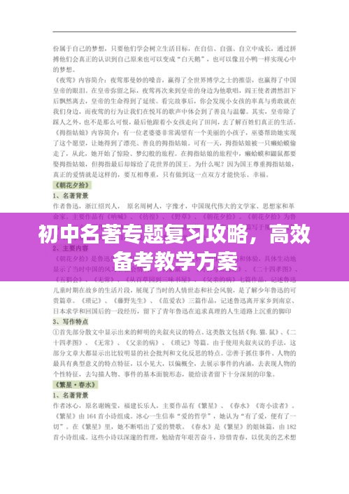 初中名著專題復習攻略，高效備考教學方案