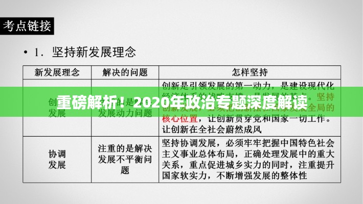重磅解析！2020年政治專題深度解讀