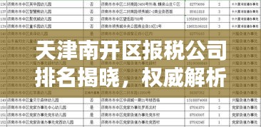 天津南開區(qū)報(bào)稅公司排名揭曉，權(quán)威解析助你了解行業(yè)佼佼者