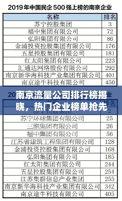 南京流量公司排行榜揭曉，熱門企業(yè)榜單搶先看！