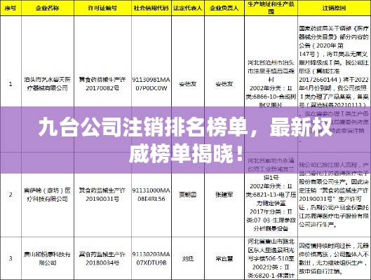 九臺公司注銷排名榜單，最新權(quán)威榜單揭曉！