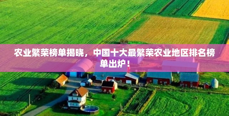 農(nóng)業(yè)繁榮榜單揭曉，中國十大最繁榮農(nóng)業(yè)地區(qū)排名榜單出爐！