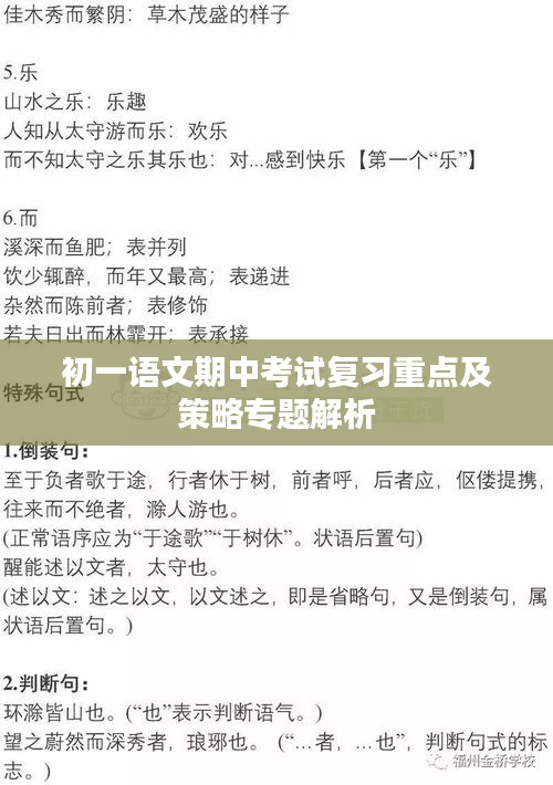 初一語文期中考試復(fù)習(xí)重點及策略專題解析