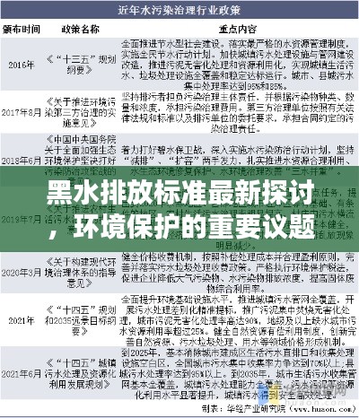 黑水排放標準最新探討，環(huán)境保護的重要議題