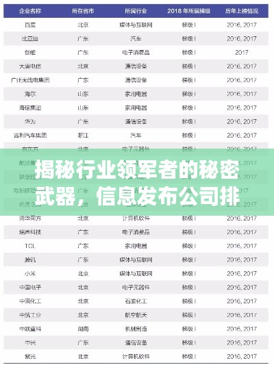 揭秘行業(yè)領(lǐng)軍者的秘密武器，信息發(fā)布公司排名榜單重磅出爐！