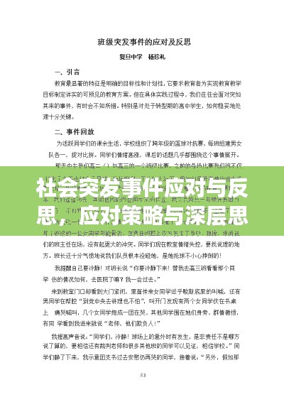 社會突發(fā)事件應(yīng)對與反思，應(yīng)對策略與深層思考